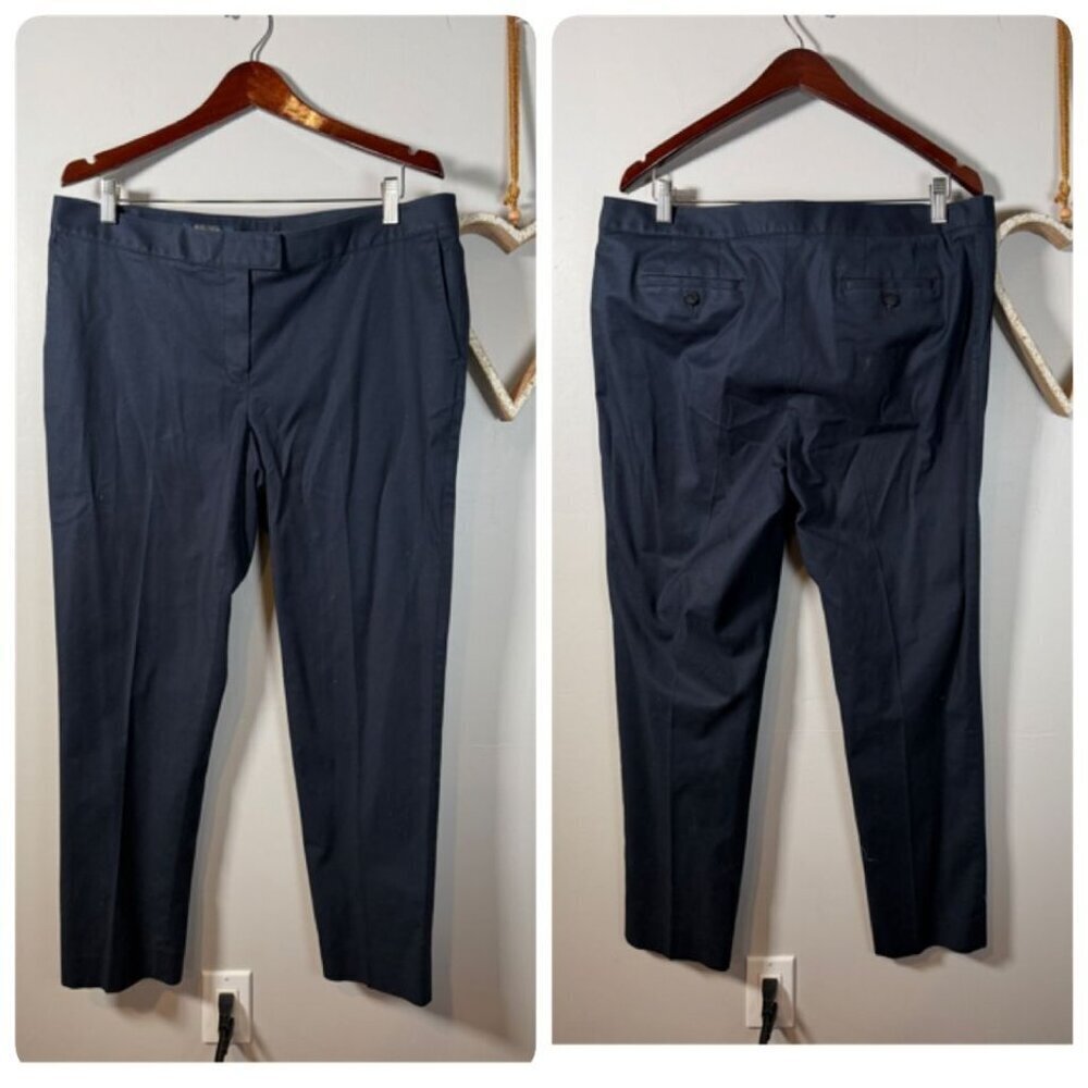 Brooks Brothers Womens Cotton Twill Blend Academia Corporate Trousers Sz 14 Navy - Picture 2 of 12